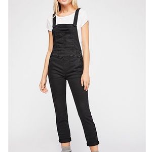 Free People Black Denim Overalls